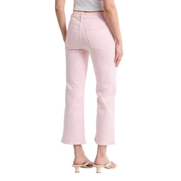 7 For All Mankind Alexa Crop Wide Leg Jeans Pink High Rise Sz 34 NWT - Picture 2 of 5